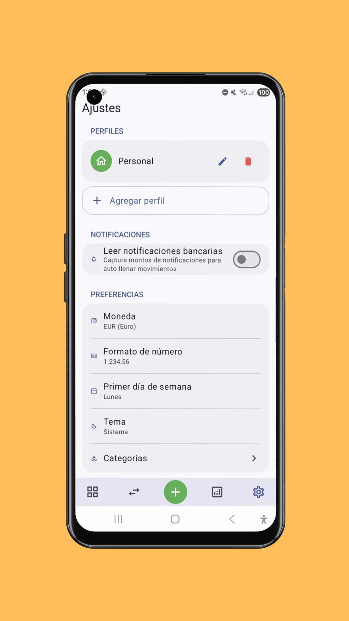Captura de Personalización