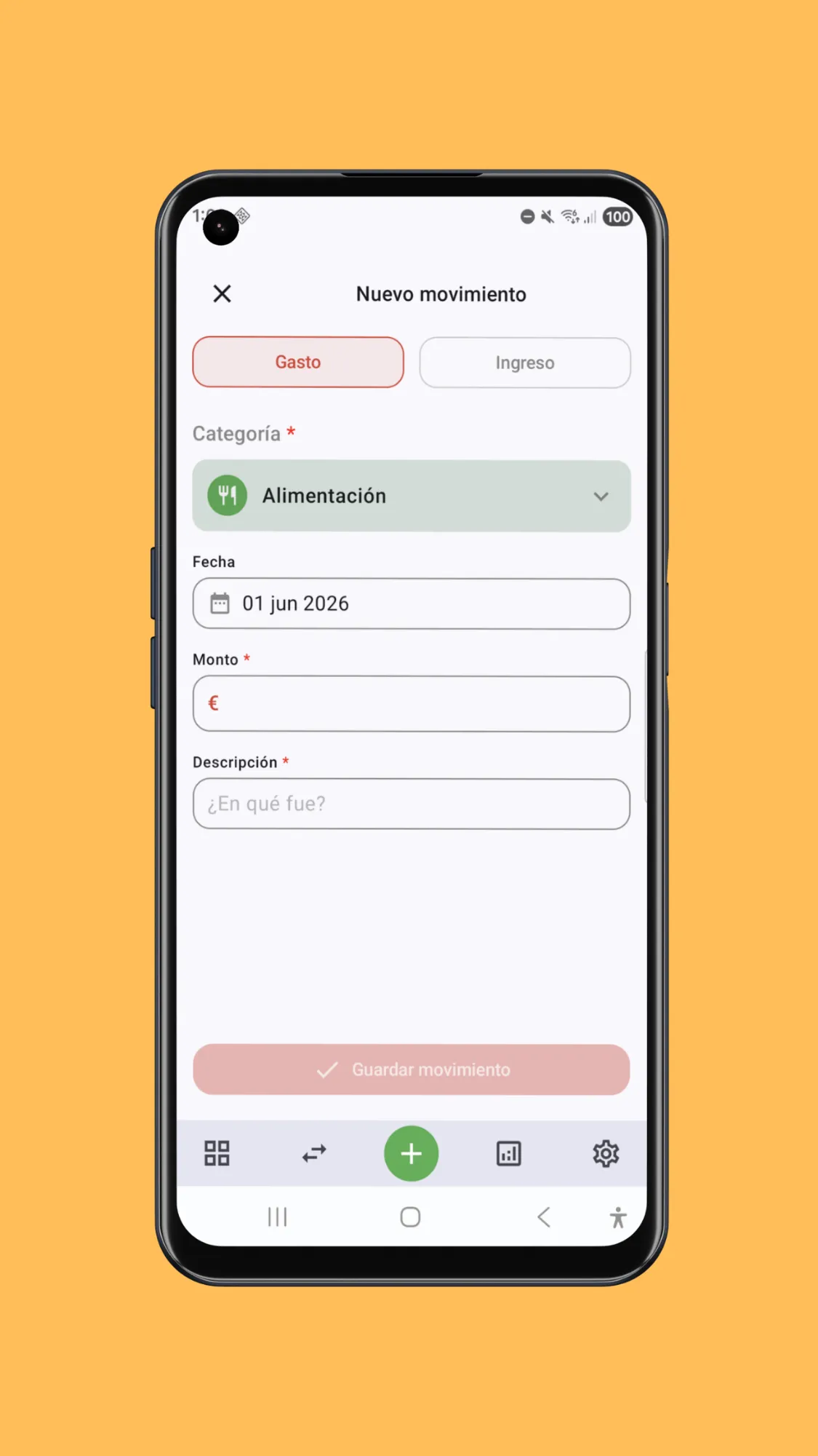 Captura de Registro de gastos